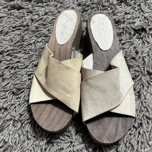 Free People Leather Block Sandals Size 37